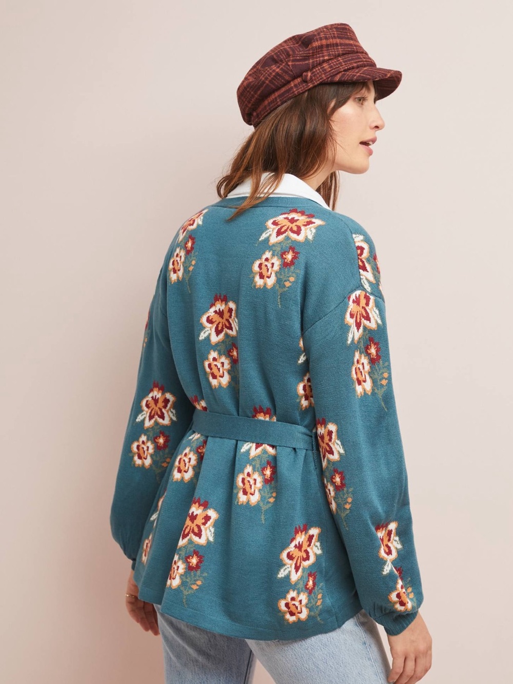 Moth Anthropologie Floral Intarsia Wrapped Cardigan Size Medium